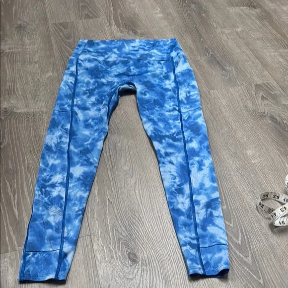 K-DEER Sneaker-Length Blue Tie-Dye Leggings XL 2 SETS OF POCKETS - Picture 1 of 6